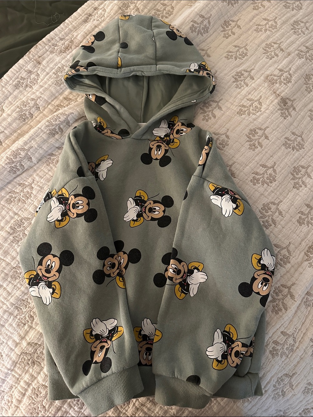 Primark Olive Green Mickey Mouse Hooded Sweatshirt